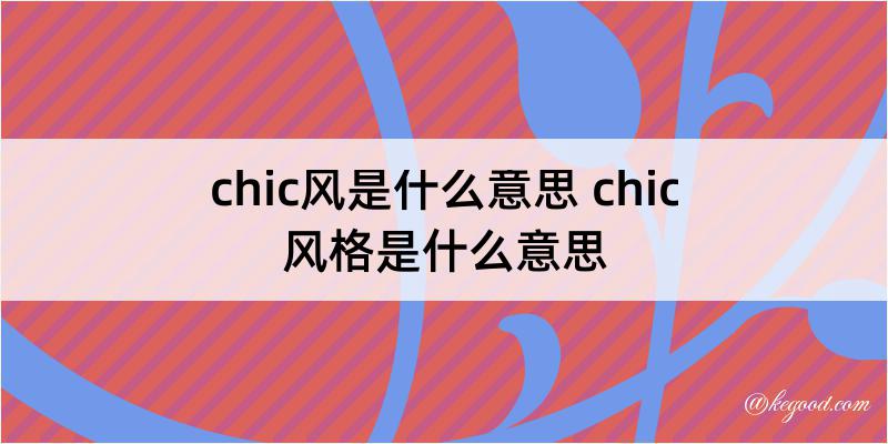 chic风是什么意思 chic风格是什么意思